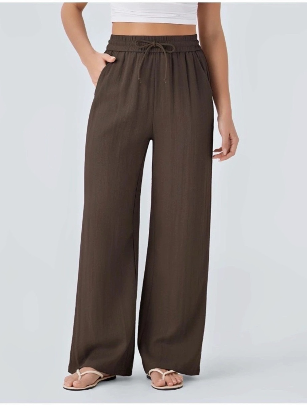 Habara Wide Leg Pants in Brown NWT